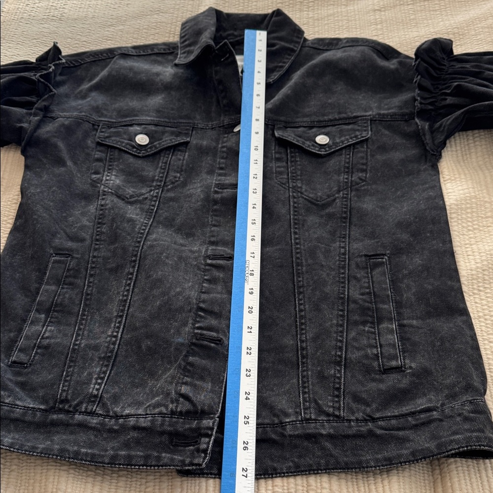 Avec Les Filles Acid Washed Black Denim Jacket - Picture 8 of 9